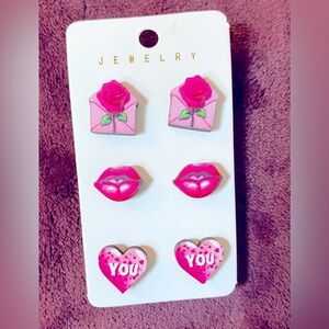 NWT 3 pack Valentine earrings